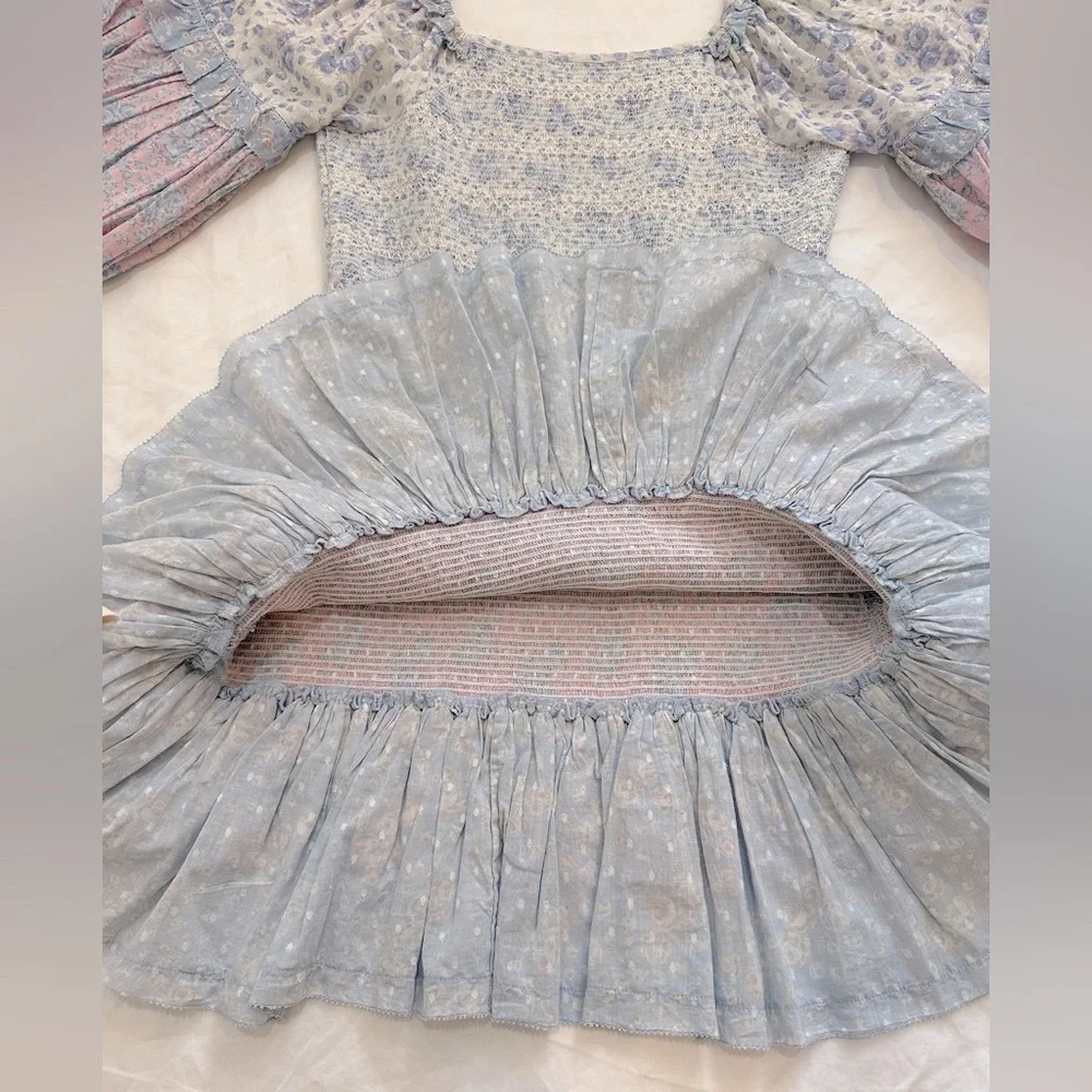 Loveshackfancy Ensley tiered puff sleeve floral mini dress - Picture 8 of 11